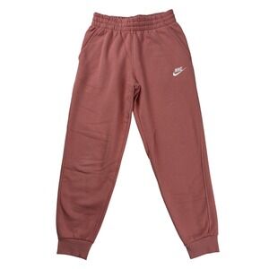 Nike Kids Joggers Sweatpants Pink Cotton‎ Blend Elastic Waist Drawstring Logo M